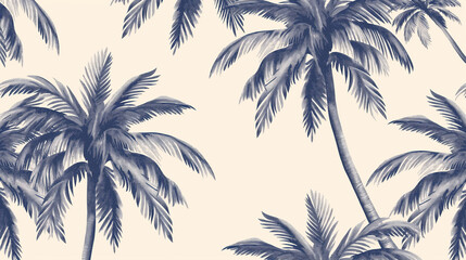 Tropical palm tree silhouettes vector illustration on a summer beach with coconut leaves against the sky