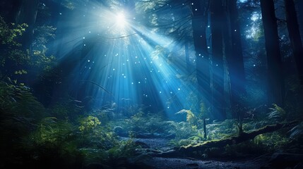 Fototapeta premium trees blue light burst
