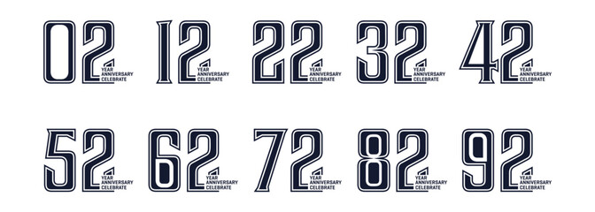 Anniversary logo design set, Elegant Classic Logo, Celebrate Anniversary Logo in black on white background for celebration event Congratulations, invitation, greetings