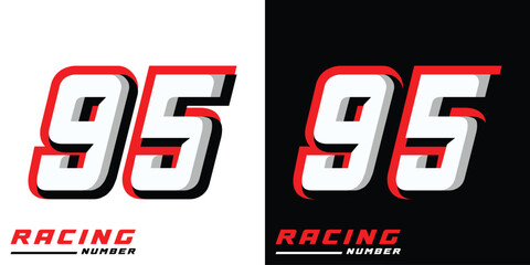 Racing number 95 with white red and black colors, racing, racing starting number, sports racing number