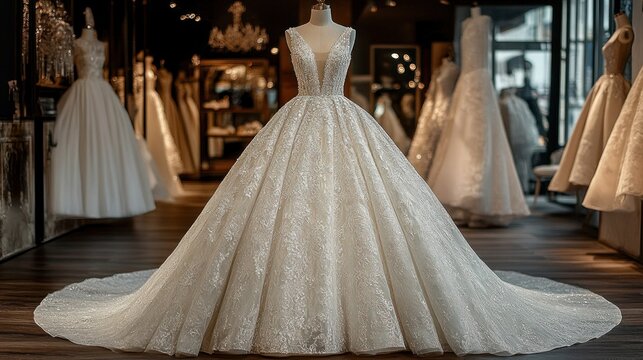 Stunning Embellished Wedding Gown in Bridal Boutique