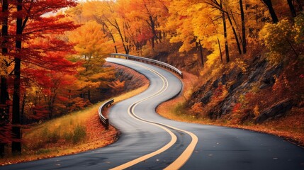 Naklejka premium scenic road trip fall