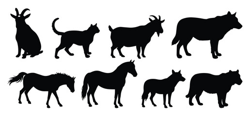 A animals Vector and silhouette illustration with white background