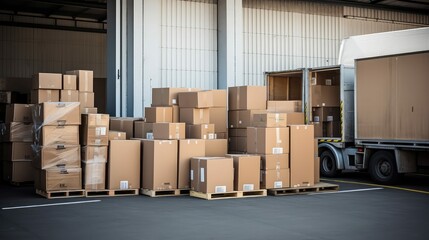 filled moving boxes stacked