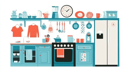 Modern Kitchen Interior with Appliances and Utensils