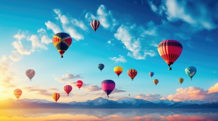 Obraz premium sky hot air balloon blue