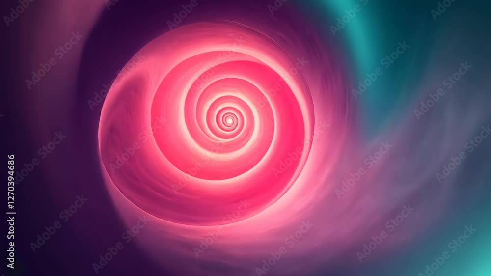 Poster infinite expanding fractal spiral in motion with vivid colors and abstract design concept for modern