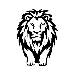 This serene yet dignified lion silhouette logo symbol reflects restrained strength and deep wisdom