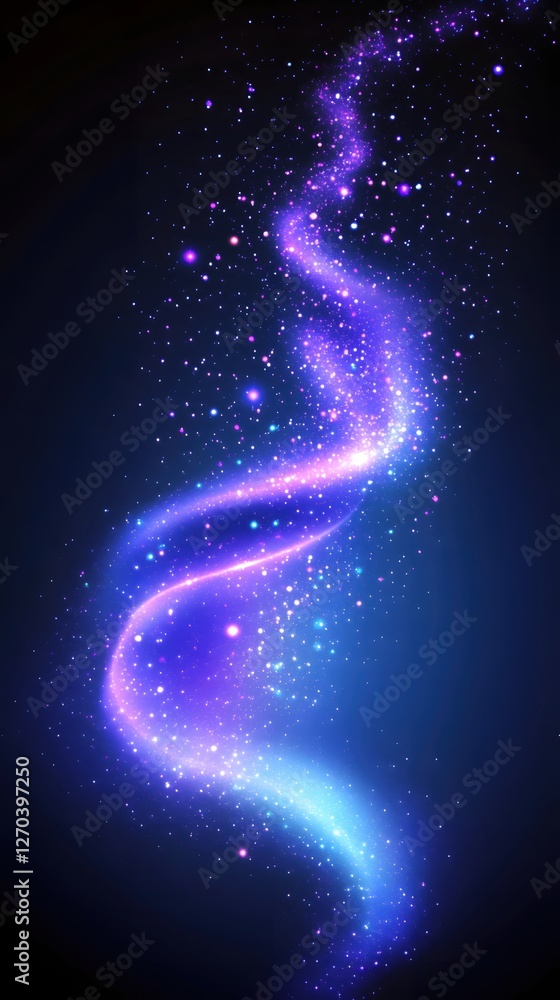 Poster ethereal cosmic stream in deep space with sparkling stars and vibrant color gradient