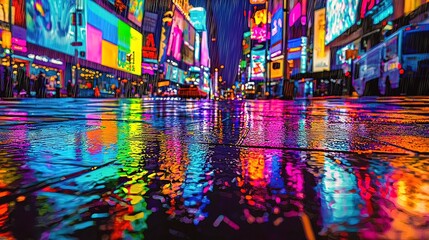 Obraz premium Rainy Night City Reflections