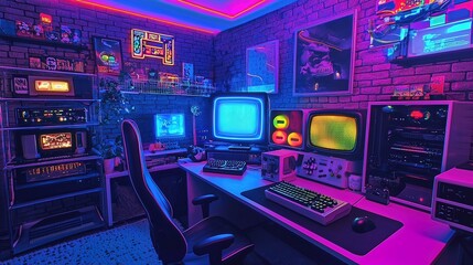 Retro Gaming Setup: Neon Dreams
