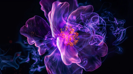 Ethereal purple flower with smoky tendrils, blending floral beauty with abstract art. Dreamlike and mysterious, perfect for adding a touch of magic to your designs