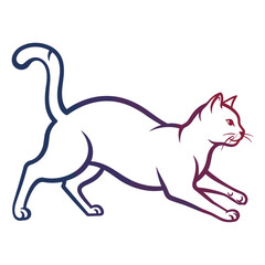 A cat  silhouette illustration with white background