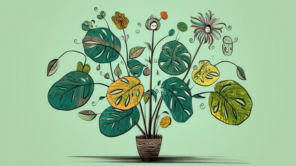 cartoonish doodles plant