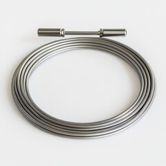 Rolled Metal Wire Coil with Textured Surface on White Background