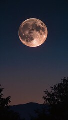 view of a total lunar eclipse seen from below at night