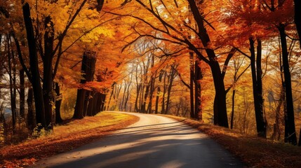 Fototapeta premium trees october road