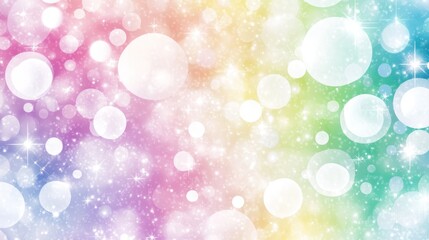 Fototapeta premium Pastel rainbow bokeh background, sparkling lights, celebratory design