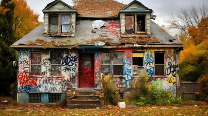 abandoned house with damage