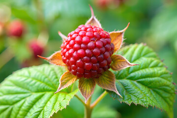 Thimbleberry fruit images. Fresh fruits close-up photography. Fruit marketing, advertising and blog stock photos.