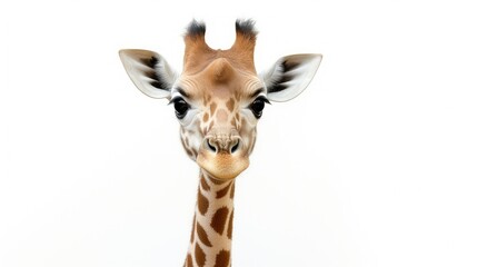 Obraz premium baby giraffe white background