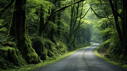 Naklejka premium hillside green road