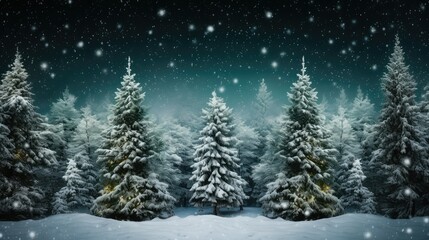 Fototapeta premium snow pine tree group