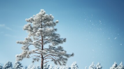sky pine tree with snow