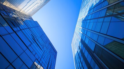 Glass Skyscrapers Against Blue Sky