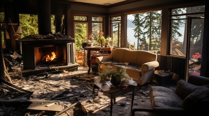 destruction home fire damage