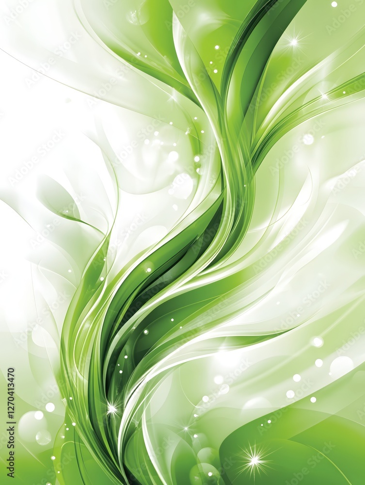 Poster fresh abstract green design with flowing lines and sparkling light for modern backgrounds