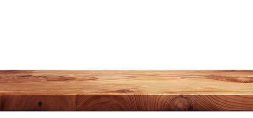 Empty wooden table isolated on transparent background