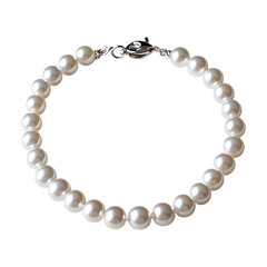 Obraz premium Pearl necklace with a silver clasp, elegantly styled isolated on transparent background, cut out