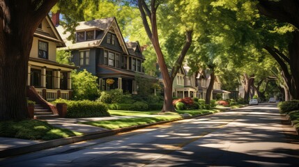 architecture street trees grass houses