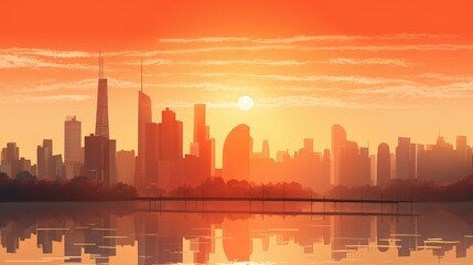 buildings sunrise orange