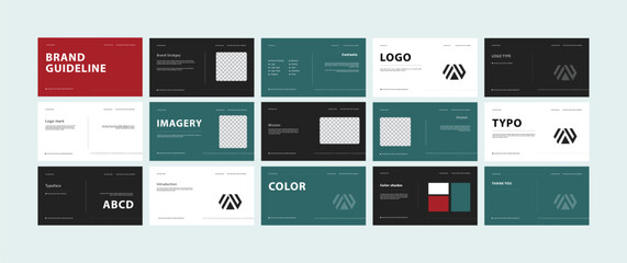 Brand identity design template. Brand guidelines templates. Logo and brand strategy guide manual presentation. Logo guideline book.