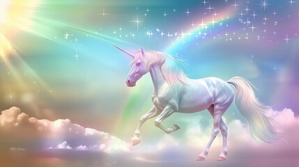 Fototapeta premium Holographic fantasy rainbow unicorn background