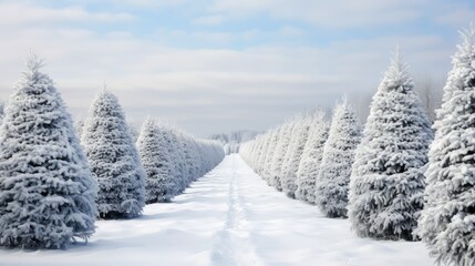 Obraz premium fresh tree farm snow