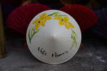 Asian Cone Hat Handicraft. Vietnam Style Cone Hat. Selective Focus.