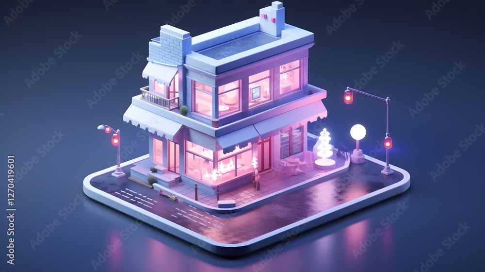Poster cozy and comfortable home interior setting with a smartphone displaying an active food delivery orde