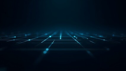 Ethereal neon blue grid on matte black, evoking high-tech ambiance
