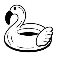 Obraz premium A doodle icon of inflatable flamingo 
