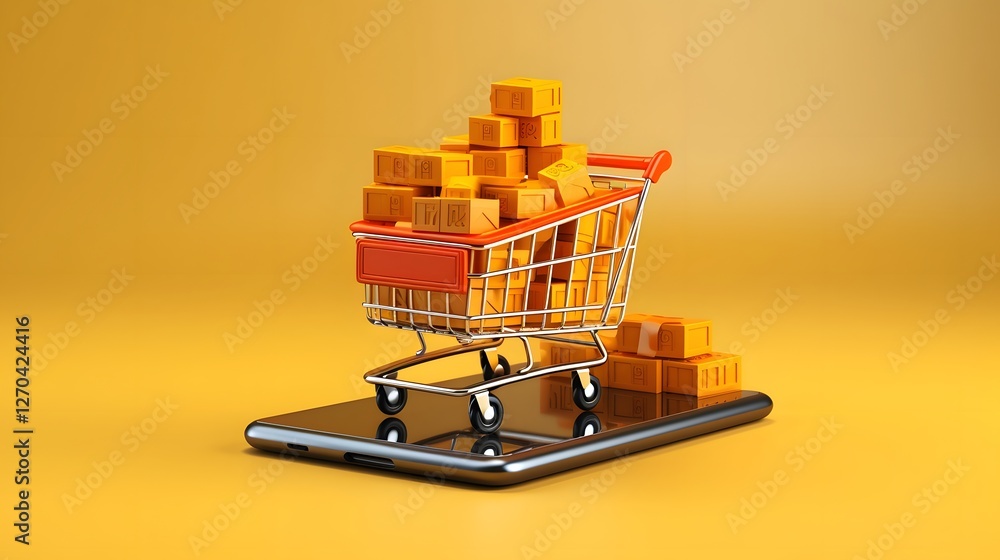 Poster digital popup advertisement on smartphone screen promoting free shipping for completing checkout of 
