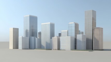 Fototapeta premium Modern City Skyline Architectural Model Rendering