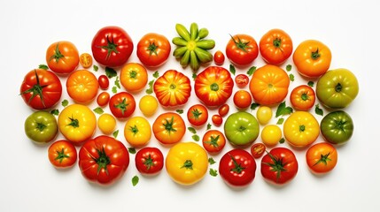 yellow tomatoes white background