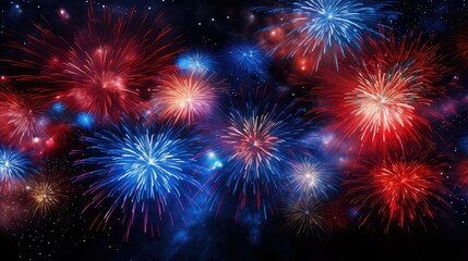 Fototapeta premium light red and blue fireworks