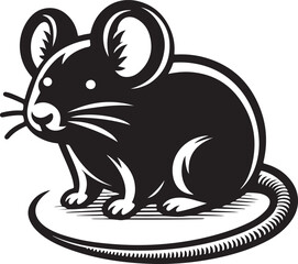 Silhouette vector of a small mouse with long tail and ears. Perfect for animal logos, rodent designs, and nature-themed branding. Available in EPS format.