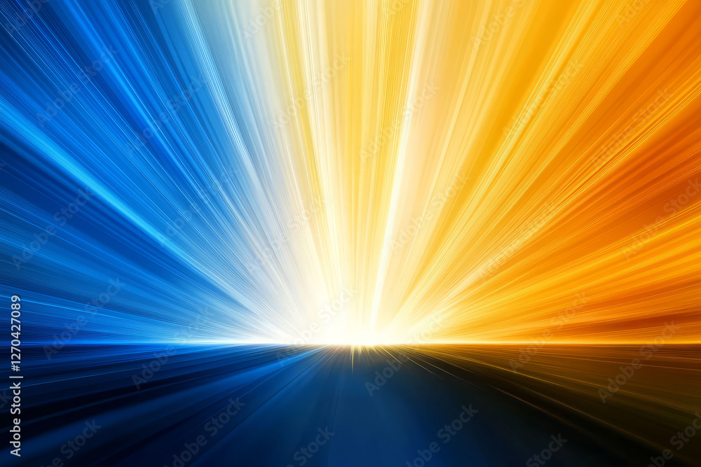 Aufkleber blue and yellow light rays create dynamic abstract background