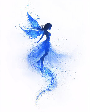 recommend clip art: blue fairy silhouette with sparkling wings and dress