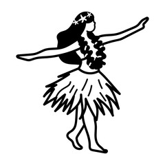 A hand drawn icon of hula dancer 
